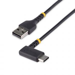 StarTech.com Cable 1m USB A a USB C Acodado - en Ángulo Recto - Cable USB-C de Carga Rápida - de Alta Resistencia - USB 2.0 A a USB Tipo-C - Fibra de Aramida - 3A - de Carga