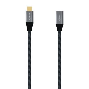 AISENS Cable USB 3.2 Gen2X2 Aluminio 20Gbps 5A 100W, Tipo USB-C/M-USB-C/H, Gris, 1.0M