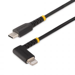 StarTech.com Cable de 1m USB-C a Lightning - Cable USB 2.0 a Lightning Acodado - Cable USB Tipo C a Lightning - Cable de Carga - Cable Lightning con Certificación MFi para iPhone