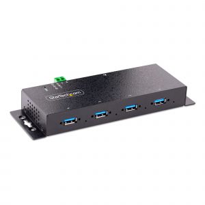 StarTech.com Hub Industrial USB 3.0 de 5Gbps de 4 Puertos - Concentrador USB con Protección de Picos y Descargas ESD - Ladrón USB-A de Montaje en Pared/Escritorio/DIN