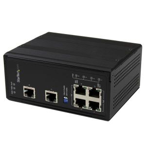 StarTech.com Switch Conmutador Ethernet Industrial no-administrado de 6 Puertos Gigabit - 4x PoE Regulador de Voltaje - Montaje Pared DIN