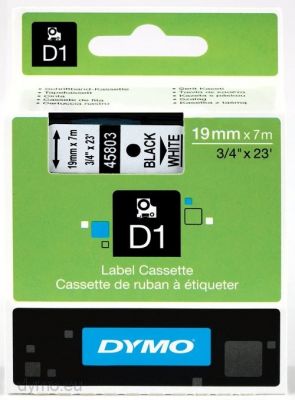 DYMO D1 - Etiquetas estándar - Negro sobre blanco - 19mm x 7m