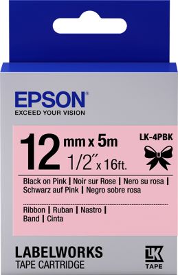Epson Cartucho de etiquetas de cinta satinada LK-4PBK negro/rosa de 12 mm (5 m)