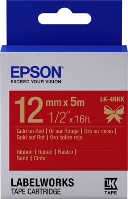 Epson Cartucho de etiquetas de cinta satinada LK-4RKK oro/rojo de 12 mm (5 m)