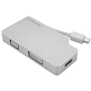 StarTech.com Adaptador de Audio y Vídeo para Viajes: 3 en 1 - Conversor Mini DisplayPort a VGA, DVI, HDMI - 4K - de Aluminio