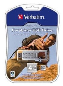 Verbatim 4GB Carabiner USB Drive unidad flash USB USB tipo A 2.0 Plata