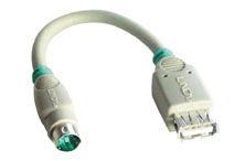 Lindy USB - PS/2 Port Adapter cable ps/2 0,15 m 6-p Mini-DIN USB A Gris