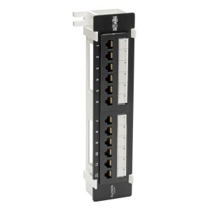 Tripp Lite N250-P12 Panel de Conexiones Cat6 de 12 Puertos para Instalación en Pared - Cumple con PoE+, 110 / Krone, 568A/B, RJ45 Ethernet
