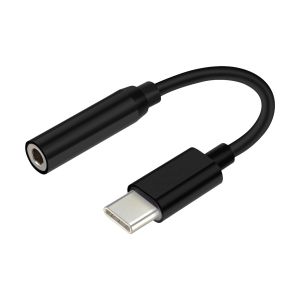 AISENS Conversor USB C a Audio 384KHz, USB C/M - jack 3.5/H, negro, 15 cm