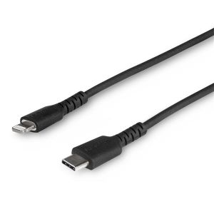 StarTech.com Cable Resistente USB-C a Lightning de 1 m Negro - Cable de Sincronización y Carga USB Tipo C a Lightning con Fibra de Aramida Resistente - Certificado MFi de Apple - para iPad/iPhone 12