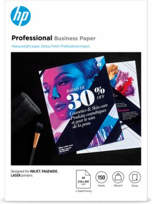 HP Papel profesional para Inkjet, PageWide y Laser: A4, brillante, 180 gsm