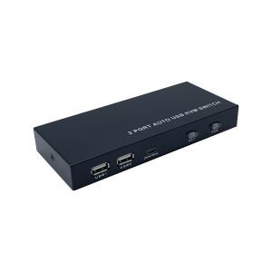 AISENS Conmutador KVM HDMI 4K@60HZ USB 1U-2PC con fuente alimentación, Negro