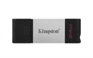 Kingston Technology DataTraveler 80 unidad flash USB 64 GB USB Tipo C 3.2 Gen 1 (3.1 Gen 1) Negro, Plata