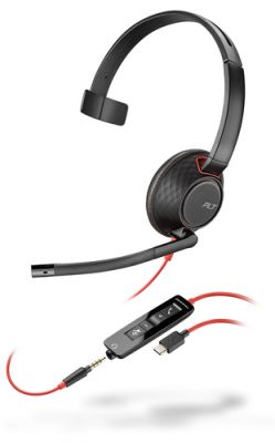 POLY Blackwire 5210 Auriculares Alámbrico Diadema Oficina/Centro de llamadas USB Tipo C Negro