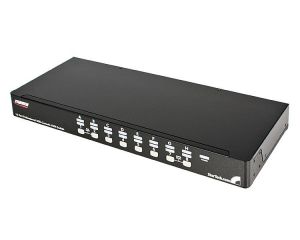 StarTech.com Conmutador Switch KVM 16 Puertos de Vídeo VGA HD15 USB 2.0 USB A PS/2 - 1U Rack Estante