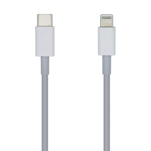 AISENS Cable USB 2.0 USB-С A Lightning PD 2A, Lightning/M-USB-С/M, Blanco, 1.0m