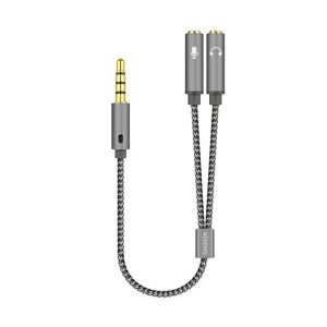 AISENS Cable Adaptador Audio Jack 3.5 4pines/M-2xjack 3.5 3pines/H, Gris, 25cm
