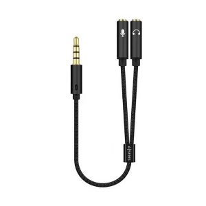 AISENS Cable Adaptador Audio Jack 3.5 4pines/M-2xjack 3.5 3pines/H, Negro, 25cm