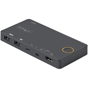 StarTech.com Switch Conmutador de 2 Puertos Híbrido USB-A HDMI y USB-C para 1 Monitor HDMI 2.0 4K de 60Hz para Ordenador de Sobremesa o Portátil - Alimentado por el Bus - Compatible con Thunderbolt 3