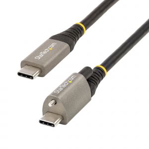 StarTech.com Cable de 50cm USB-C con Tornillo Superior de Fijación -10Gbps - Cable Tipo C USB 3.1/3.2 Gen 2 - con Carga por Entrega de Alimentación PD de 100W (5A), Modo Alt de DP