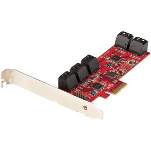 StarTech.com Tarjeta PCIe Controladora SATA de 10 Puertos - Tarjeta de Expansión PCI Express SATA - 6Gbps - Perfil Bajo/Completo - Conectores SATA Apilados - ASM1062 sin RAID