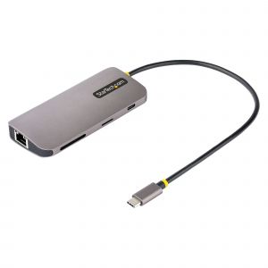 StarTech.com Adaptador Multipuertos USB C de Vídeo 4K a 60Hz, con Hub de 3 Puertos USB-A de 5Gbps, Entrega de Alimentación USB de 100W, Red Ethernet, SD/microSD, Cable de 30cm