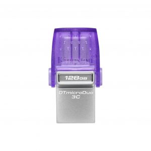 Kingston Technology DataTraveler microDuo 3C unidad flash USB 128 GB USB Type-A / USB Type-C 3.2 Gen 1 (3.1 Gen 1) Acero inoxidable, Púrpura
